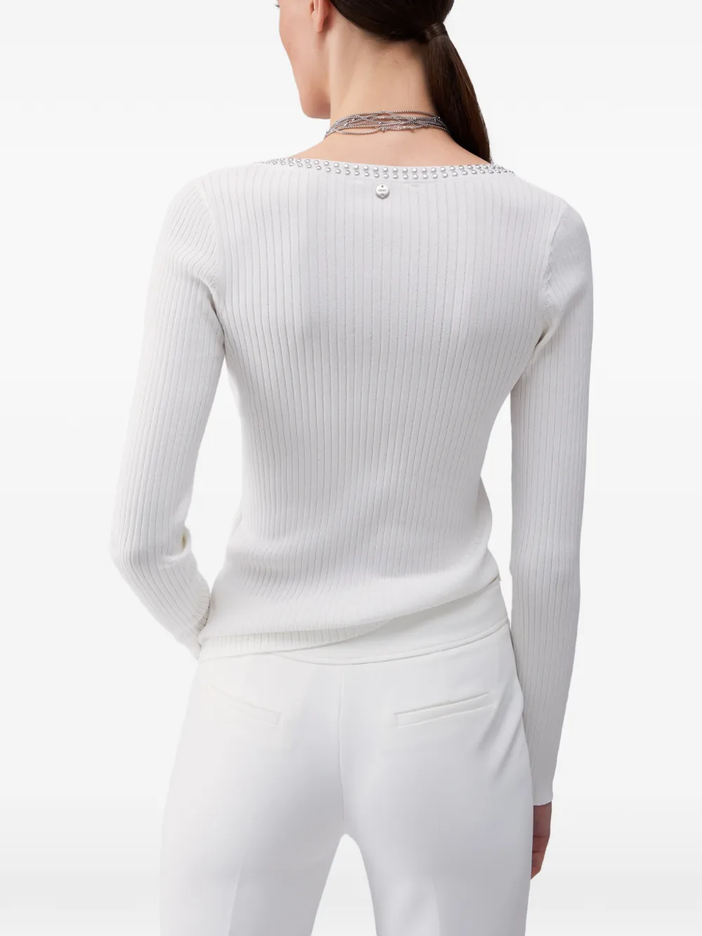 LIU JO Top met V-hals en studs Wit