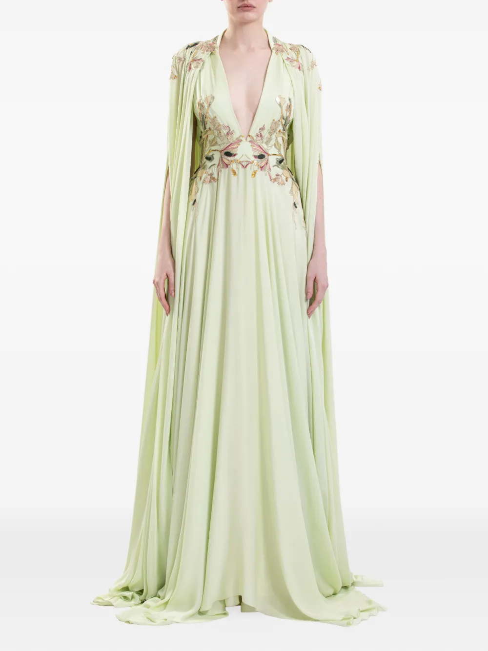 Saiid Kobeisy Abito lungo con ricamo - Verde