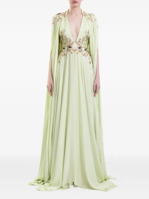 Saiid Kobeisy robe longue à fleurs brodées Flowy