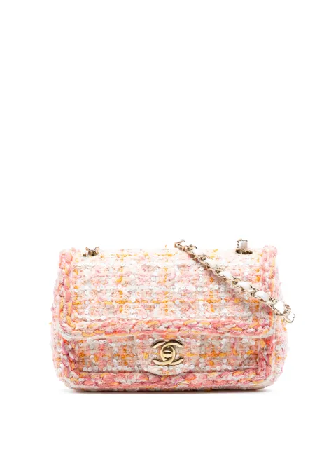 CHANEL Pre-Owned 2019 Mini Rectangular Classic Tweed Sequin Braided Single Flap crossbody bag