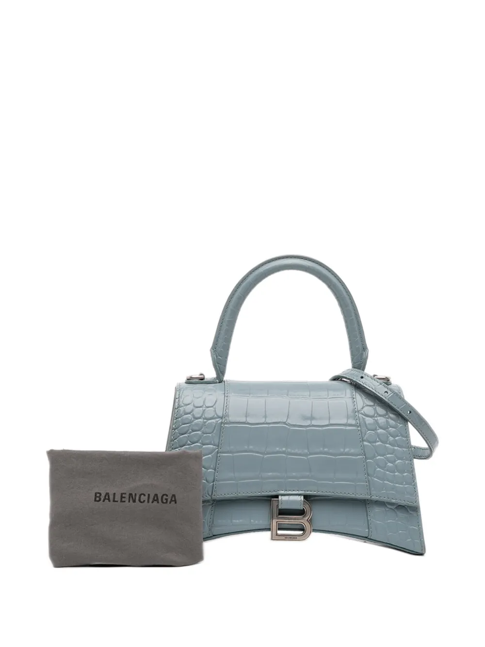 2022 Small Croc Embossed Hourglass Top Handle Bag satchel