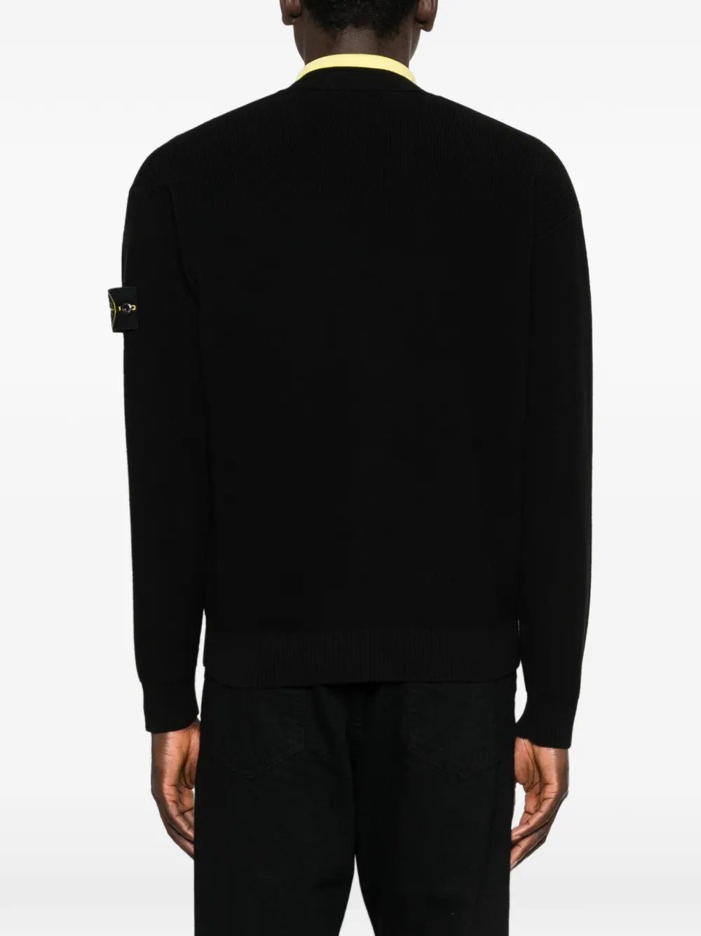 Stone Island 5100009 geribbeld katoenen vest Zwart