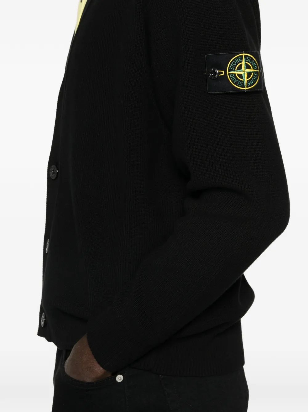 Stone Island 5100009 geribbeld katoenen vest Zwart