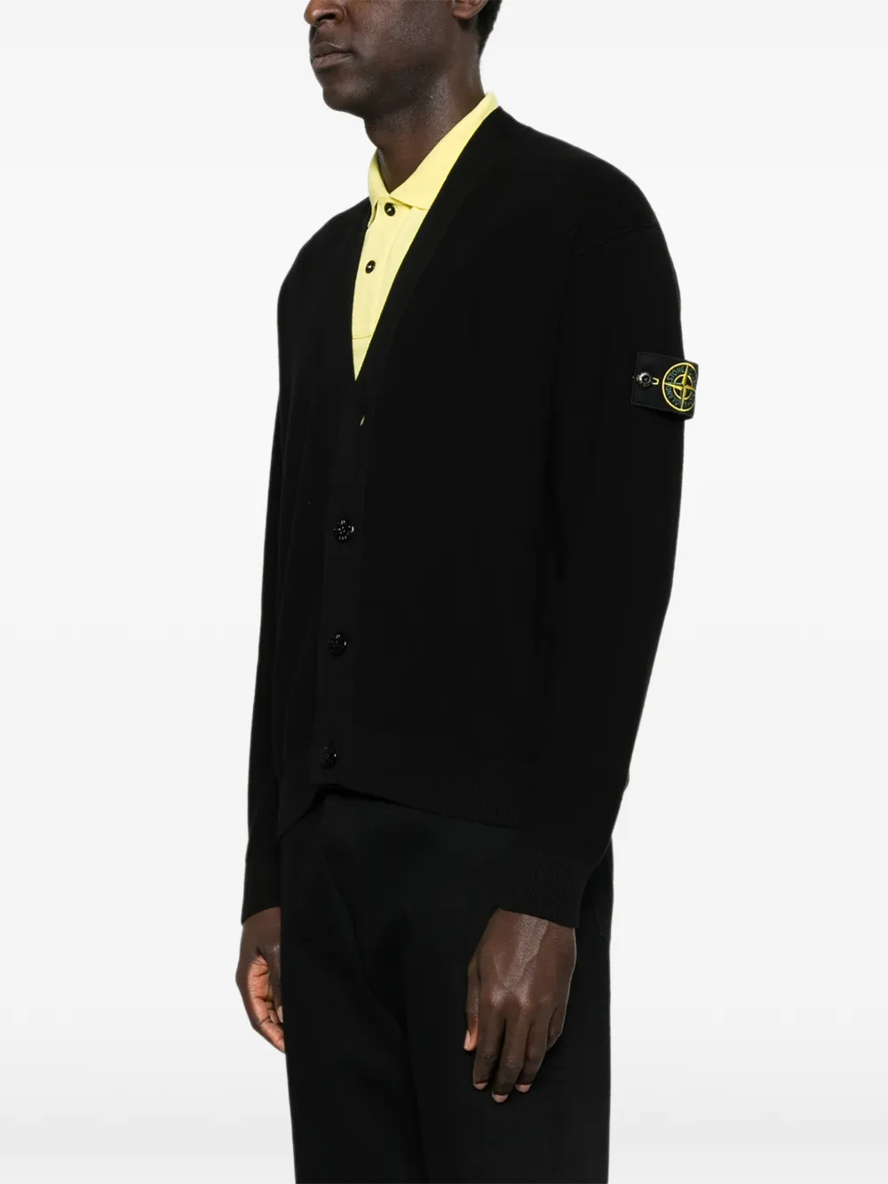 Stone Island 5100009 geribbeld katoenen vest Zwart