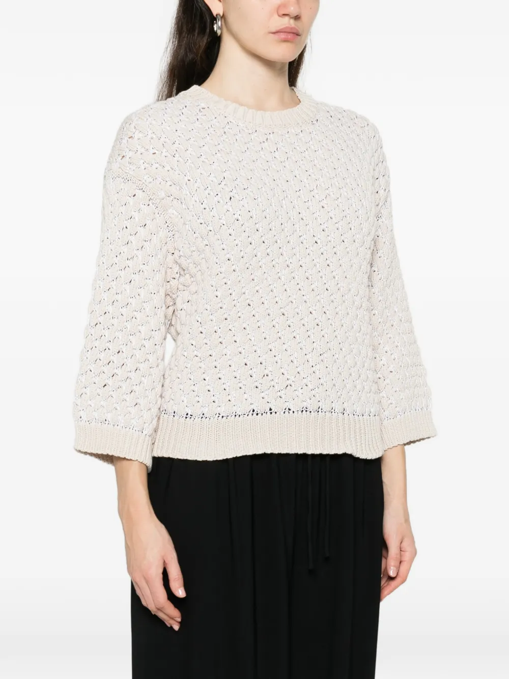 Peserico Opengebreide trui Beige