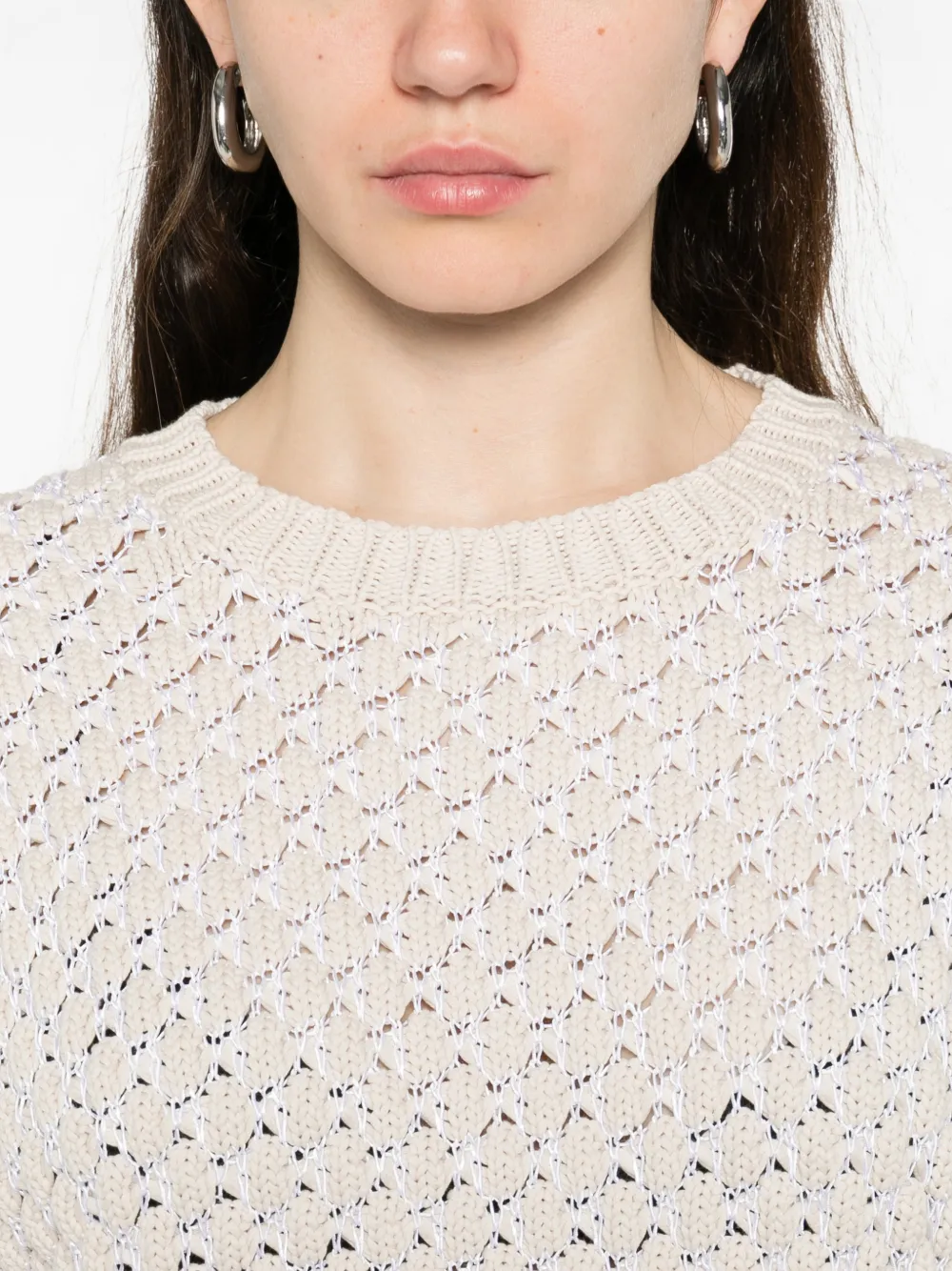 Peserico Opengebreide trui Beige
