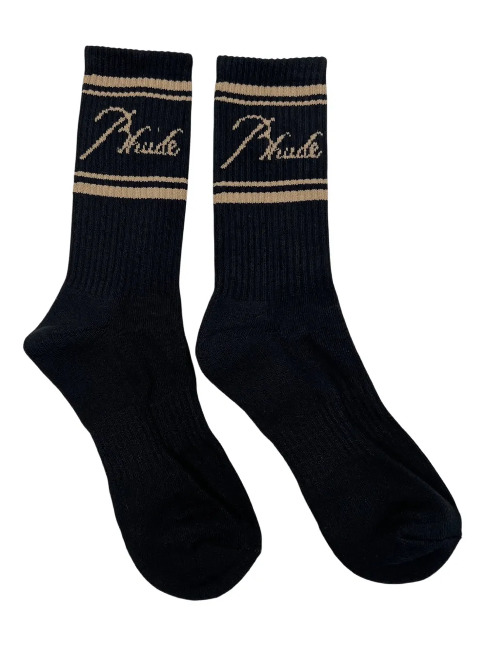 RHUDE logo striped socks - Nero