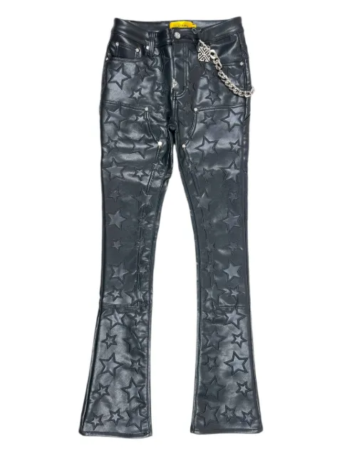 GUAPI Obsidian star-embossed leather trousers