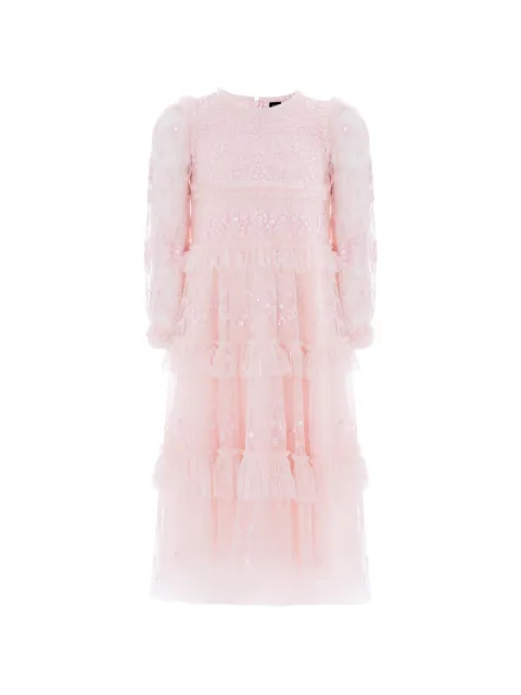 NEEDLE & THREAD KIDS ruffled embroidered dress