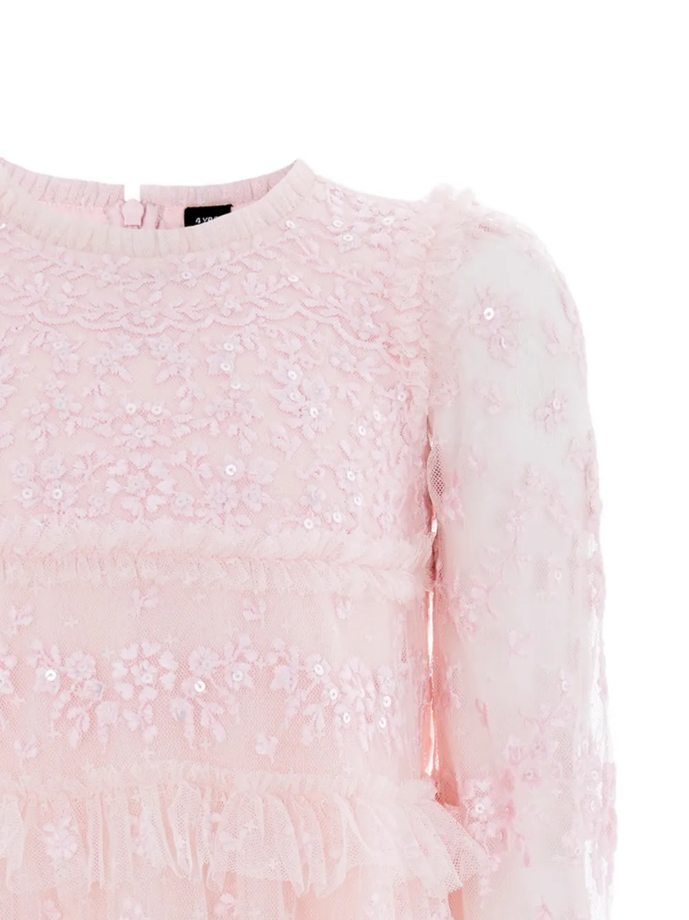 NEEDLE & THREAD KIDS Jurk met ruches en borduurwerk Roze