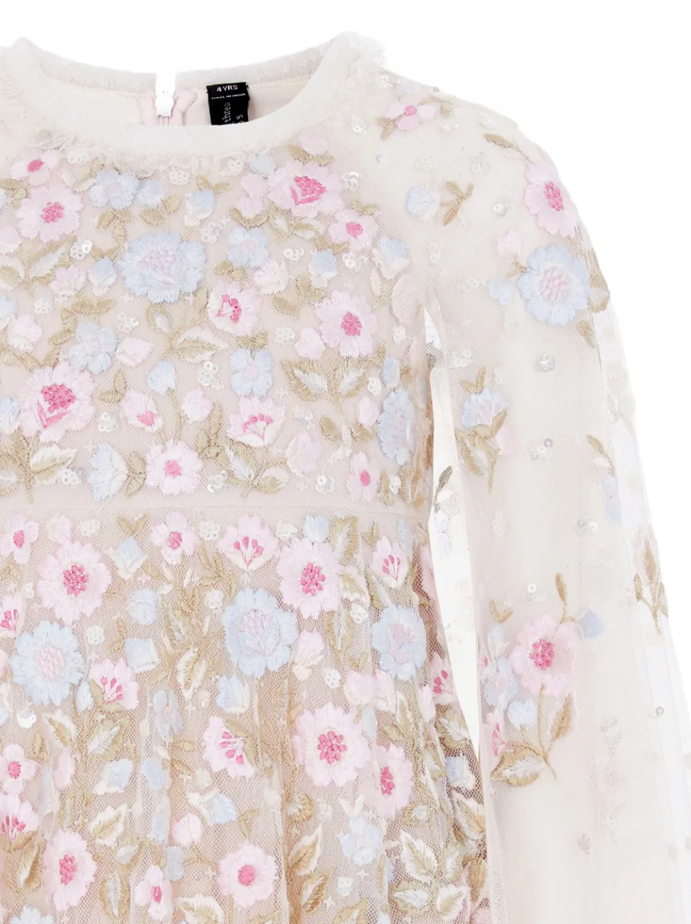 NEEDLE & THREAD KIDS Jurk met geborduurde bloemen Beige