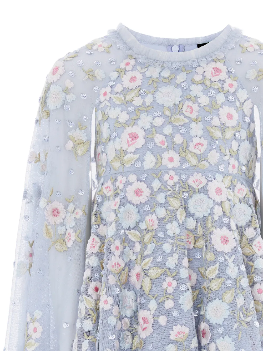 NEEDLE & THREAD KIDS Jurk met geborduurde bloemen Blauw