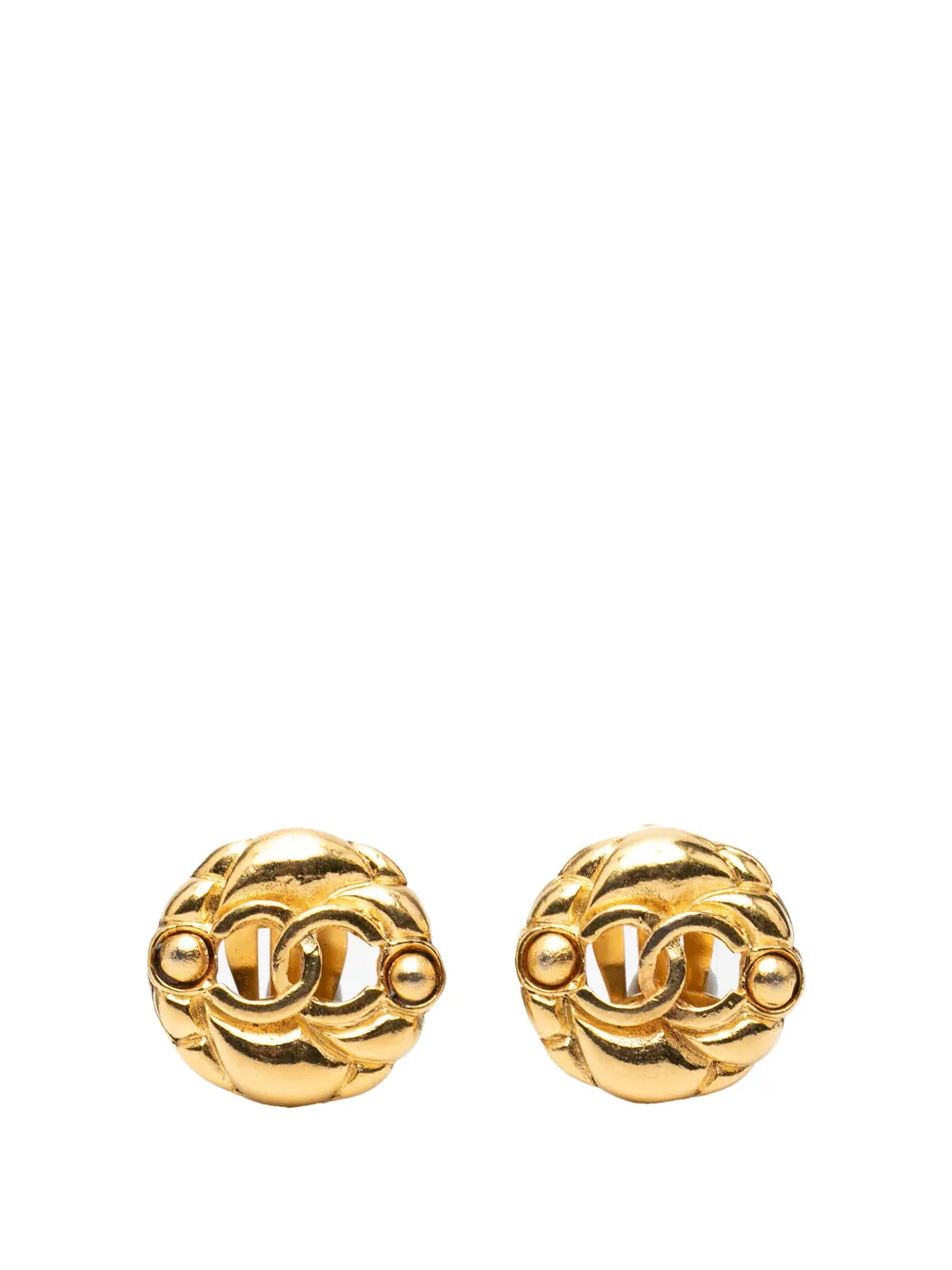 CHANEL Pre-Owned 1980-1990 Gold Plated CC Round Clip On Earrings costume earrings - Oro
