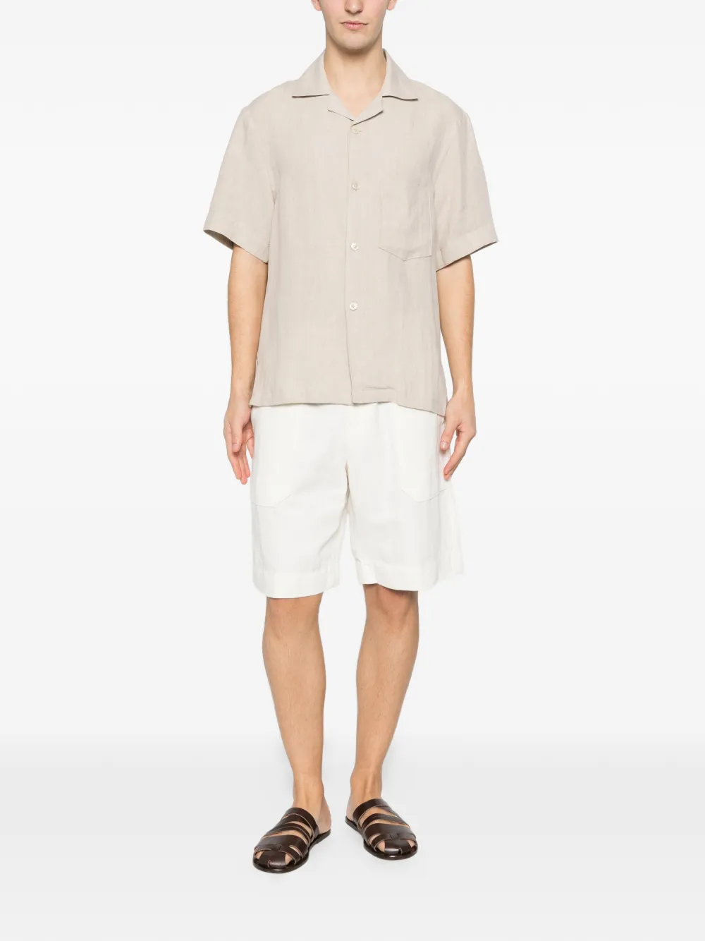 Eleventy chest-pocket short-sleeve shirt - Beige