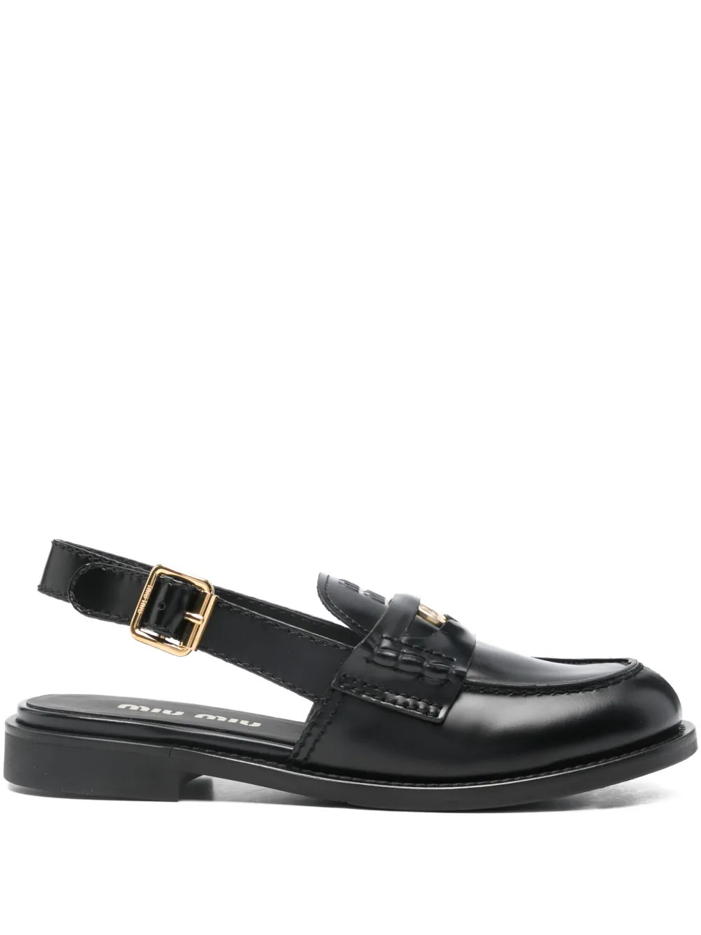 Miu Miu logo-plaque slingback loafers - Nero