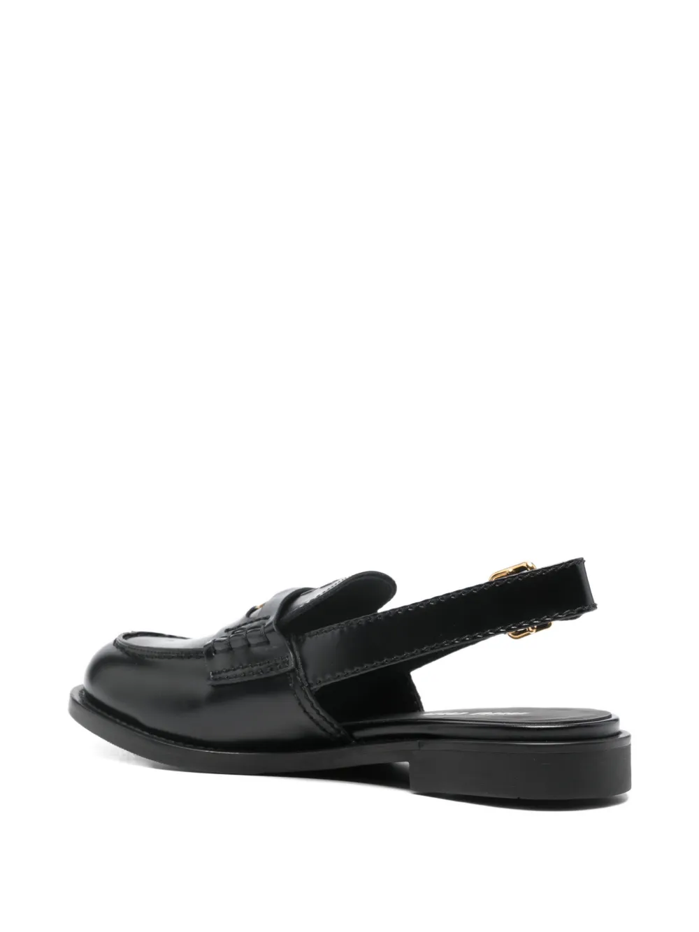 Miu logo-plaque slingback loafers Zwart
