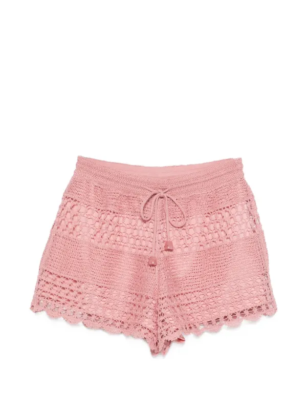 Zimmermann Wanderlust Sun Crochet Shorts in Pink