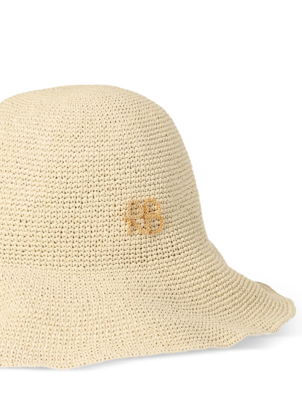  Ruslan Baginskiy Ruffled Straw Hat - Neutrals 