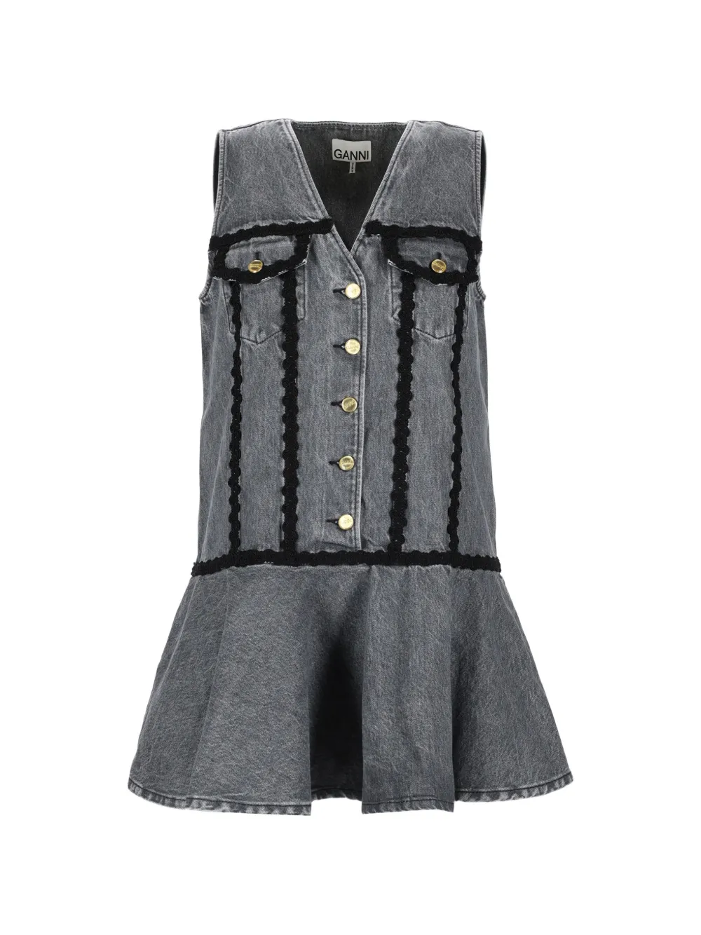 GANNI V-neck flounce dress - Grigio