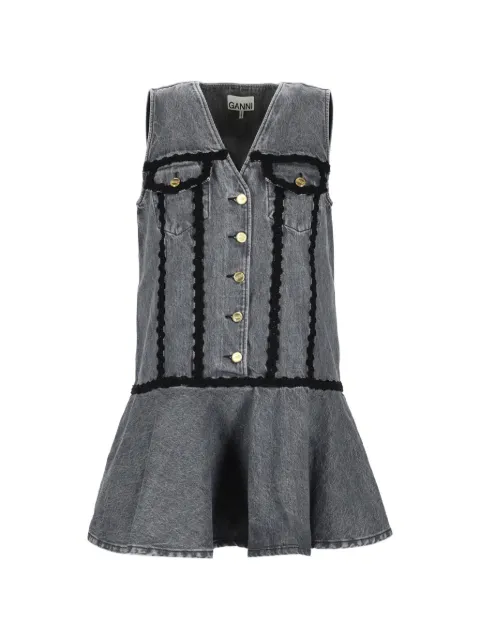 GANNI V-neck flounce dress