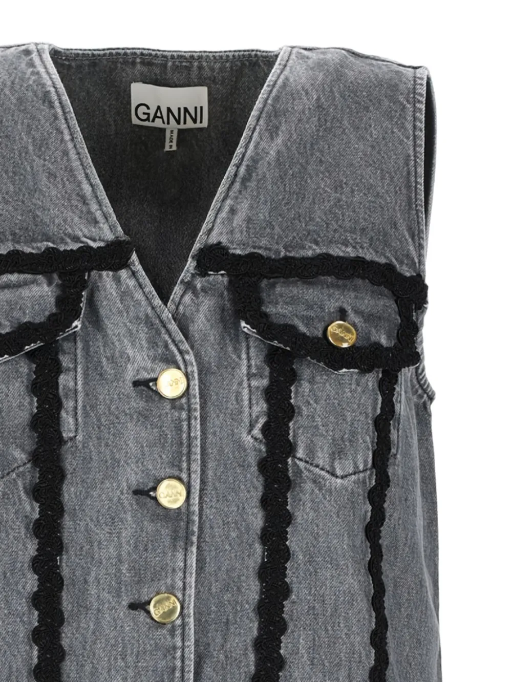 GANNI Jurk met V-hals Grijs