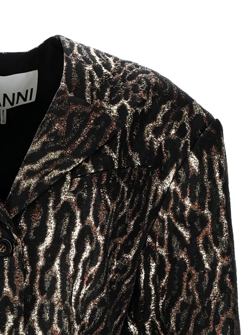  Ganni Animal-print Blazer - Black 
