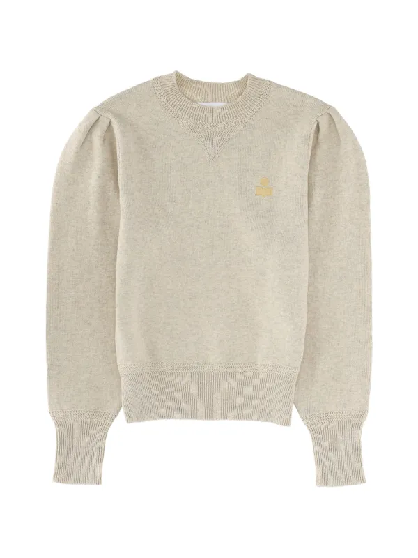 Marant Étoile Kelaya Puff-sleeve Logo Sweater in Neutrals