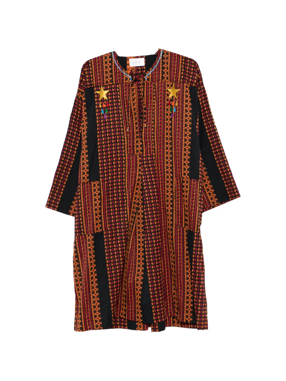 MONOKI Abito midi Sailor Aztec con ricamo - Rosso
