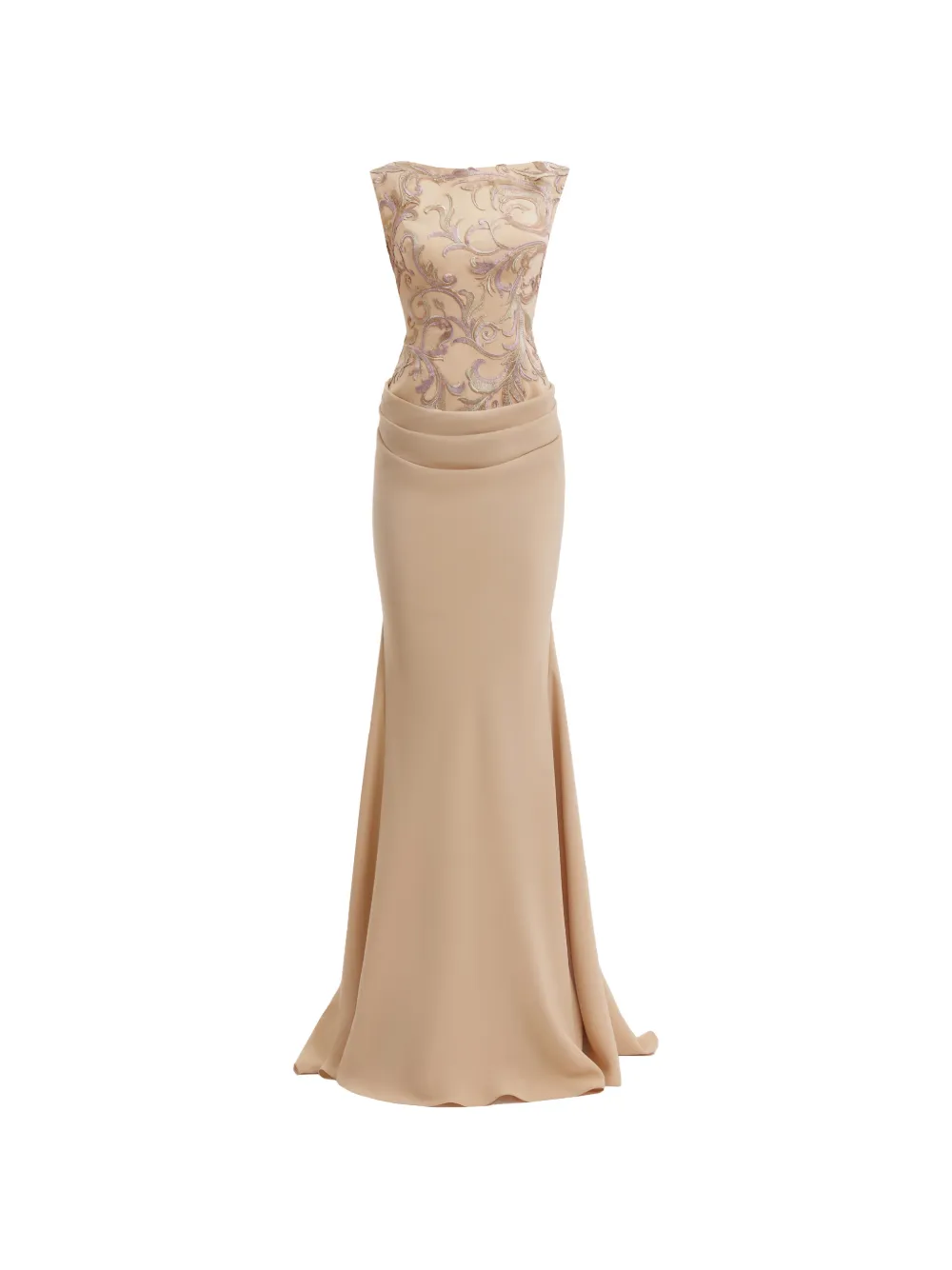 Gemy Maalouf embroidered fitted maxi dress - Nude