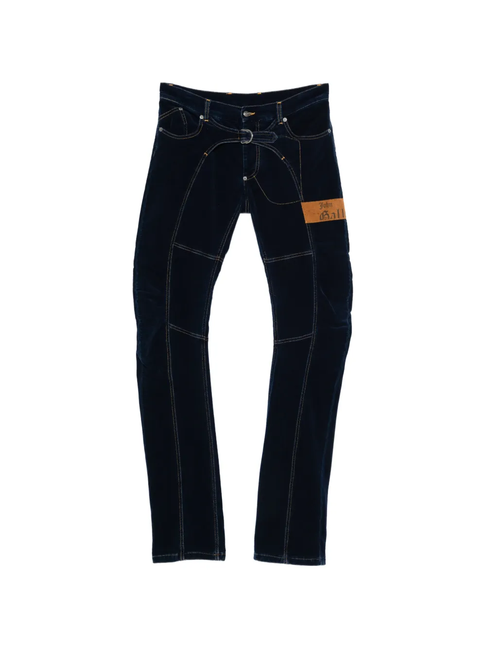 John Galliano Pre-Owned Pantaloni con design patchwork anni 2000 - Blu