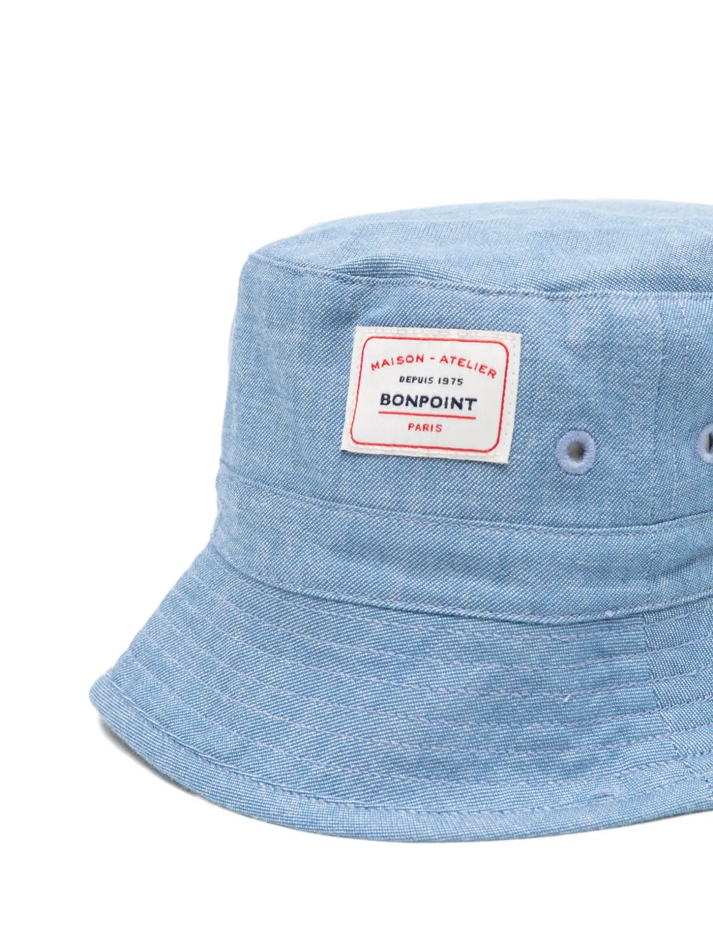  Bonpoint Log- Patch Bucket Hat - Blue 