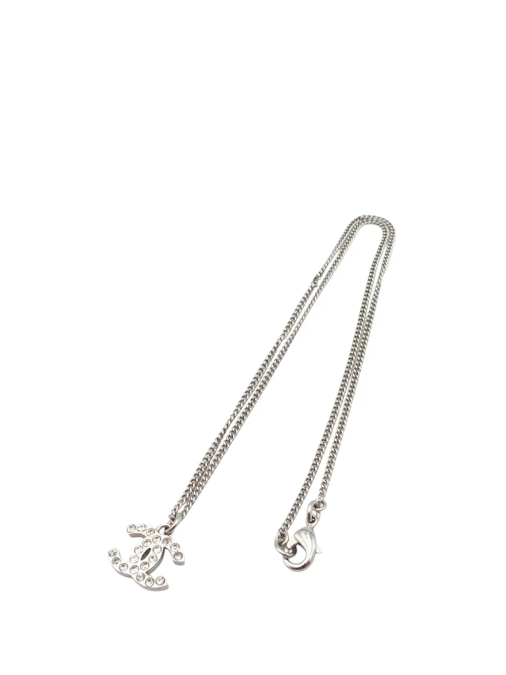 CHANEL Pre-Owned 2013 Silver Plated CC Rhinestone Pendant Necklace costume necklace - Silber