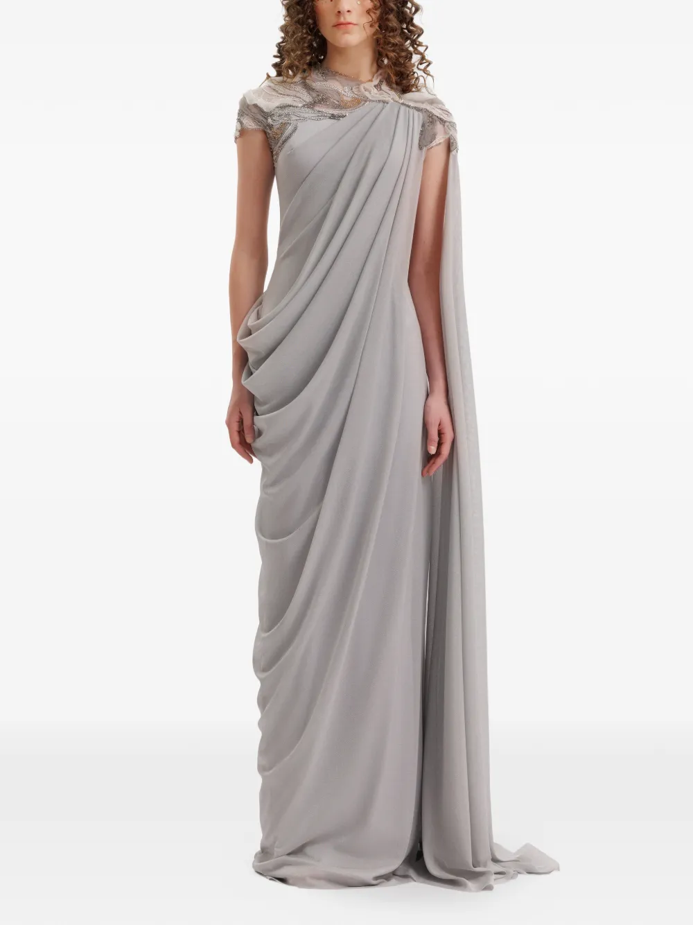 Gemy Maalouf embroidered draped dress - Grigio