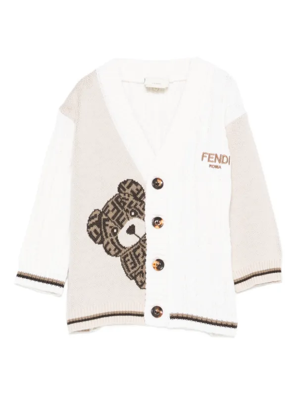 Fendi Kids ベアディテール カーディガン | ホワイト | FARFETCH JP