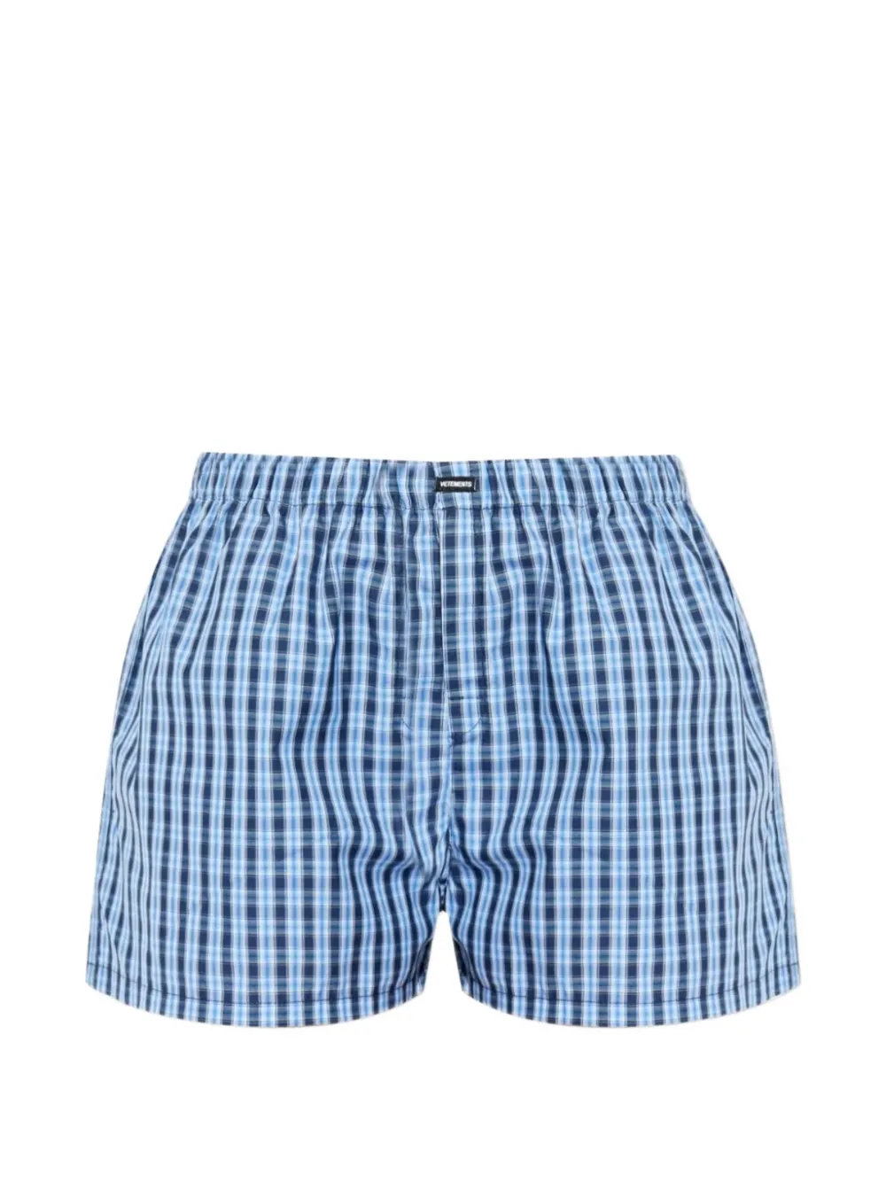 VETEMENTS checked-pattern mini shorts - Blu