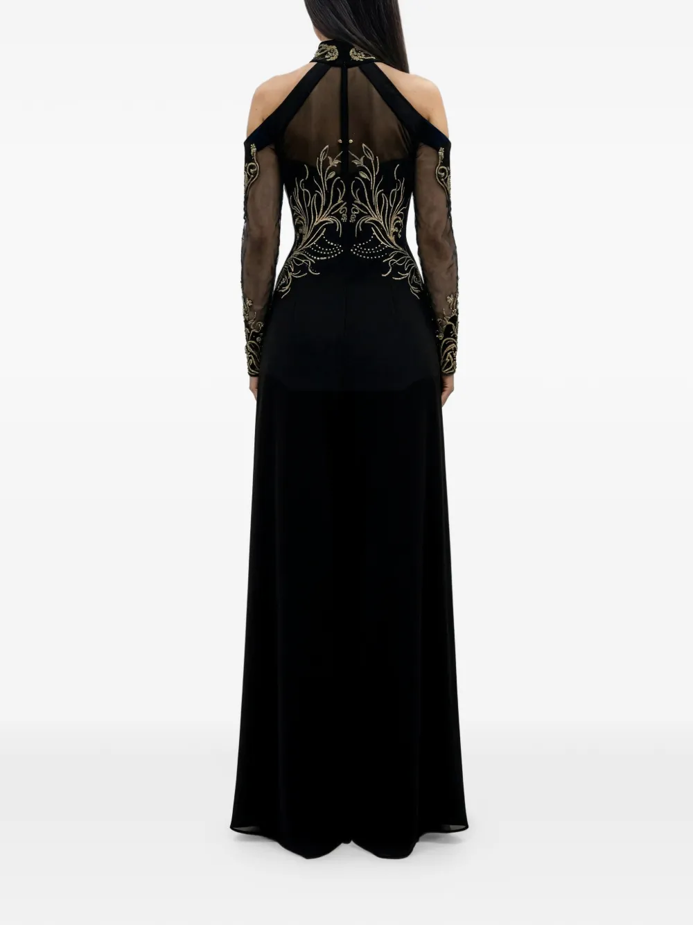 Saiid Kobeisy Georgette crêpe jumpsuit met verfraaiing Zwart
