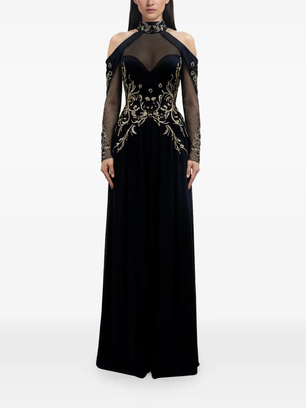 Saiid Kobeisy Georgette crêpe jumpsuit met verfraaiing Zwart