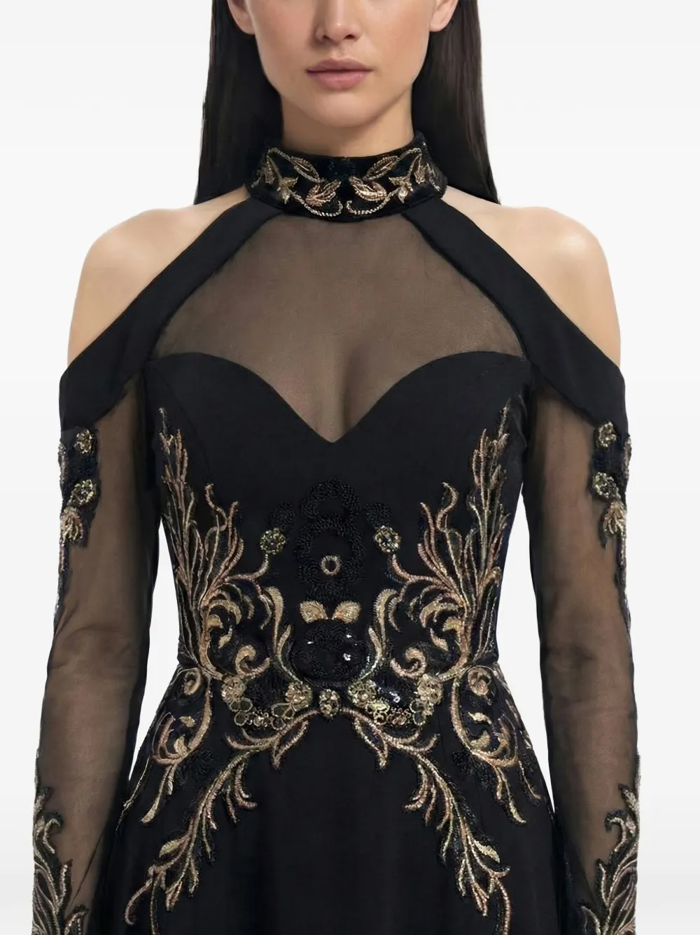 Saiid Kobeisy Georgette crêpe jumpsuit met verfraaiing Zwart