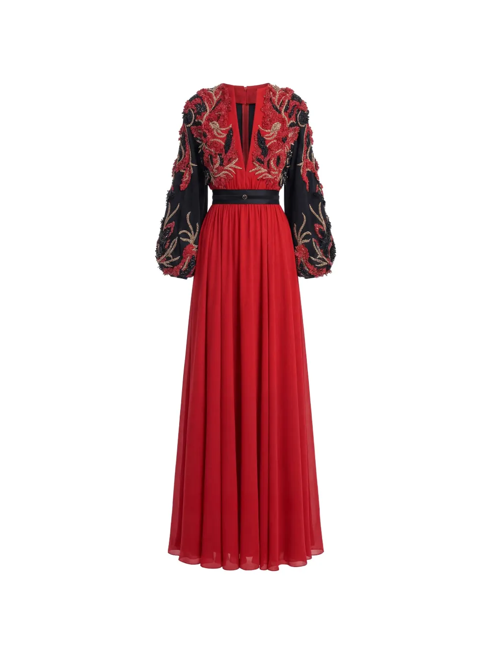 Saiid Kobeisy Abito lungo con ricamo - Rosso