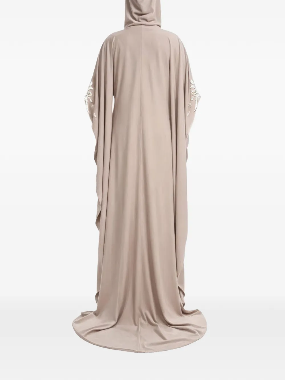 Saiid Kobeisy Abaya met capuchon en verfraaide voorkant Beige