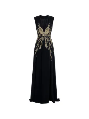 Elie Saab Floral Sleeveless Maxi Dress | Black | FARFETCH