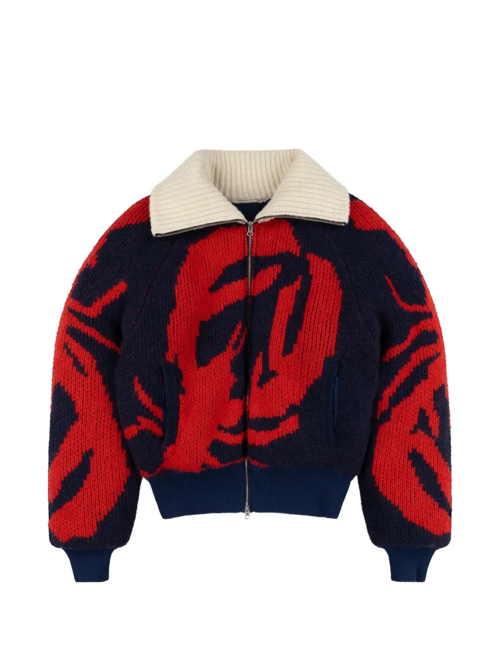 Charles Jeffrey Lover Gebreid donsjack met rits Blauw