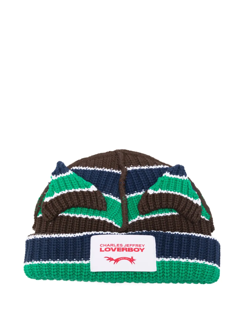Charles Jeffrey Loverboy Chuncky Striped Ears beanie - Marrone