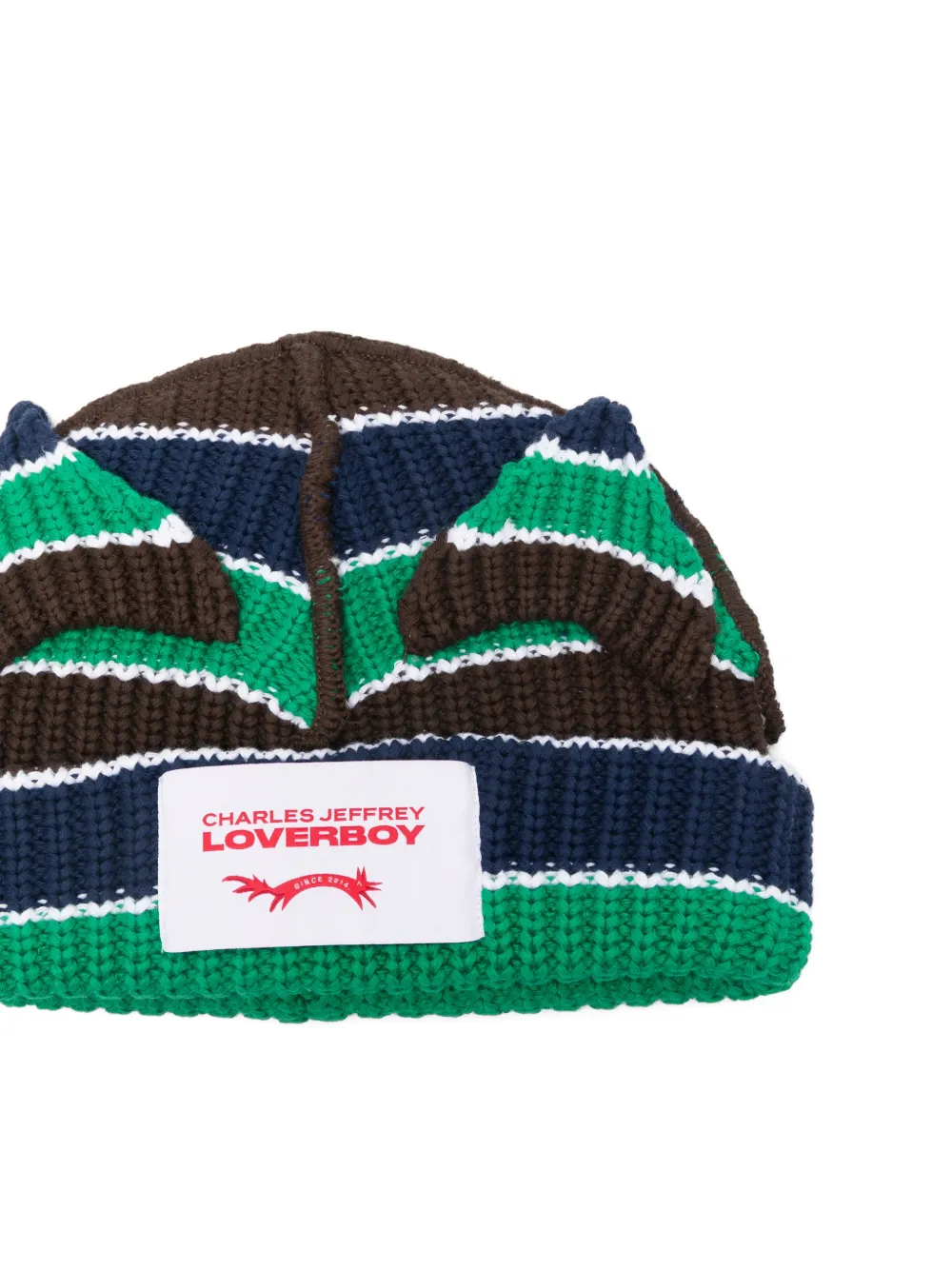 Charles Jeffrey Loverboy Chunky gestreepte muts met oren Bruin