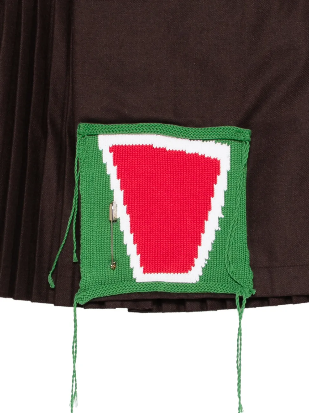  Charles Jeffrey Loverboy Pleated Knit-patch Kilt Mini Skirt - Brown 
