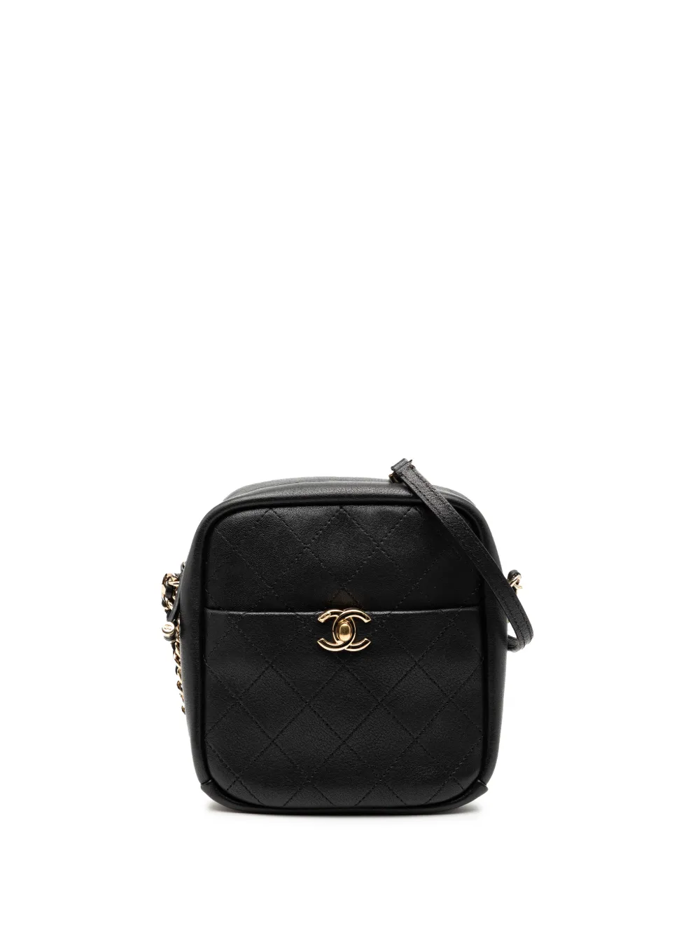 CHANEL Pre-Owned 2018-2019 Stitched Goatskin Casual Trip North South Camera Case crossbody bag - Nero