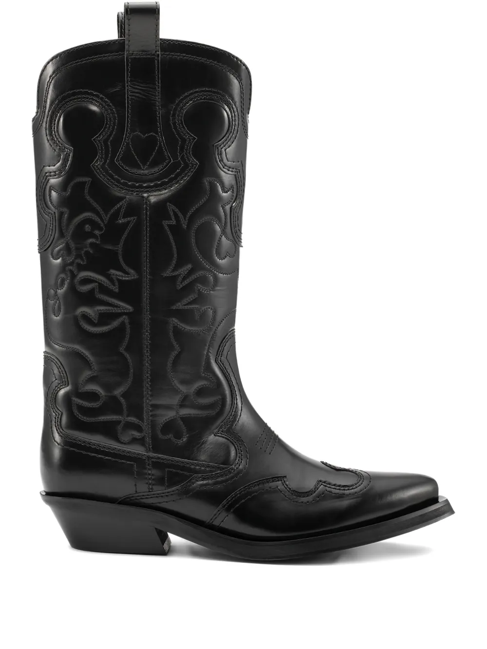 GANNI mid-shaft western boots – Black