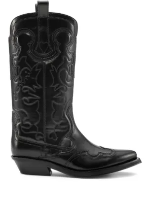 GANNI Western-style Embroidered Boots | Brown | FARFETCH