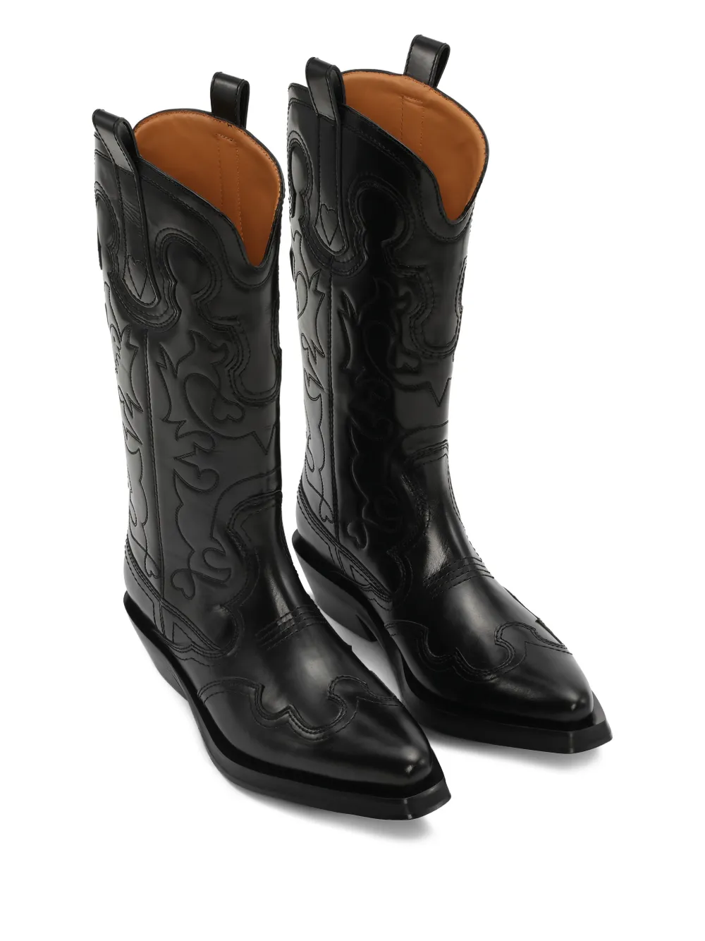 GANNI Mid waist cowboylaarzen Zwart