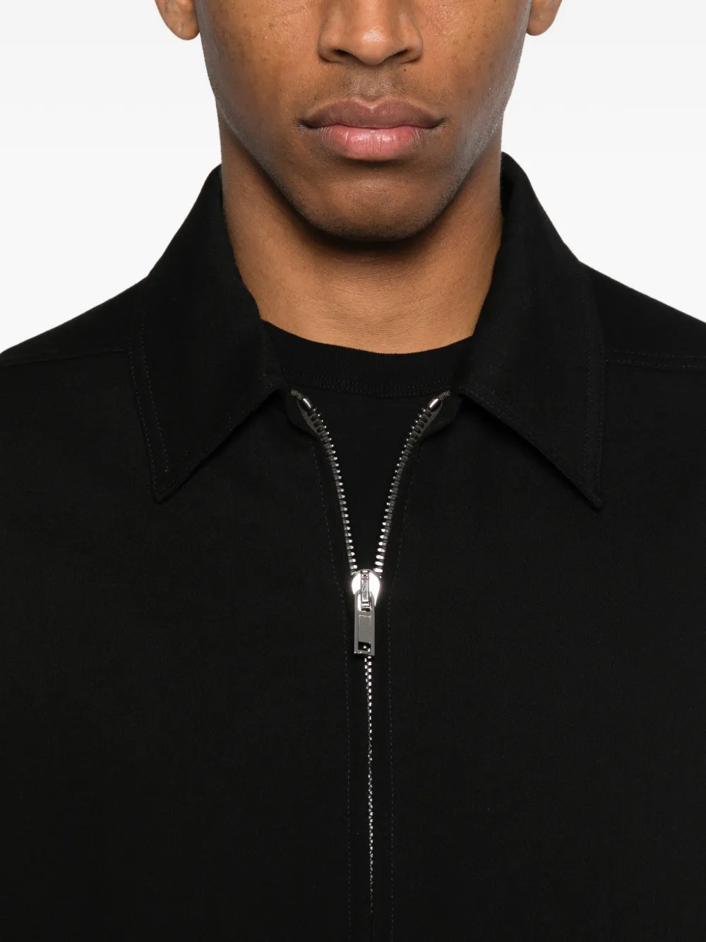 Rick Owens Bomberjack met puntige kraag en lange mouwen Zwart